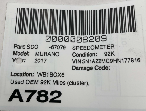 2015-2017 NISSAN MURANO Speedometer Cluster 3.5L MPH 92k Miles OEM - Image 8