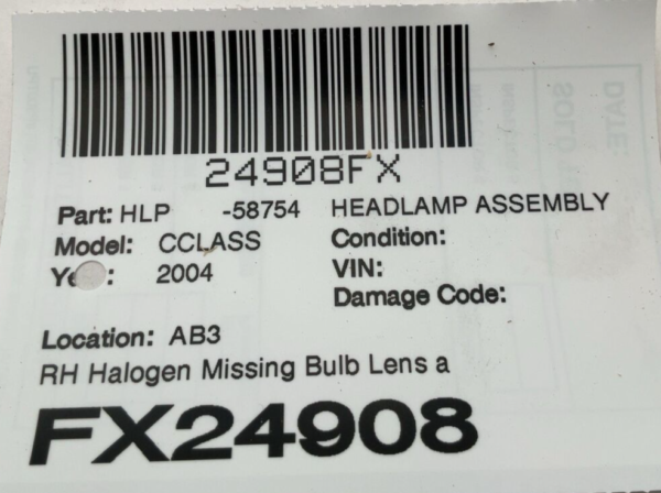 2001-2004 MERCEDES C-CLASS Headlamp Assembly Right Passenger Side Halogen OEM - Image 4