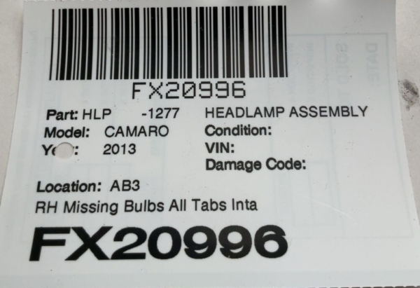 2010-2013 CHEVY CAMARO Headlamp Assembly Right Passenger Side OEM - Image 14