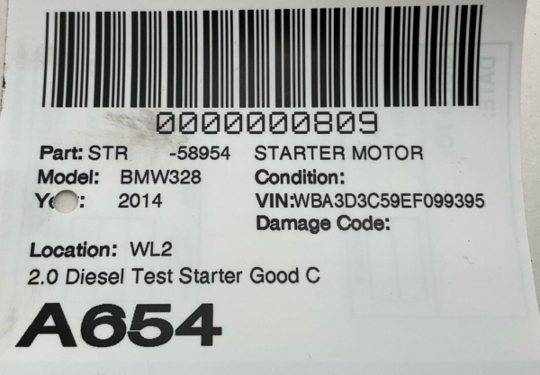 2014-2015 BMW 328 SERIES Starter Motor 2.0 Diesel OEM 1241857410202 - Image 5