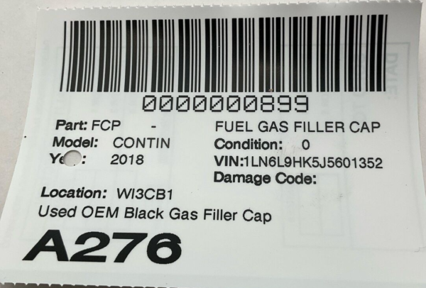 2018-2022 LINCOLN CONTINENTAL Fuel Gas Filler Cover Cap Lid Door OEM - Image 4