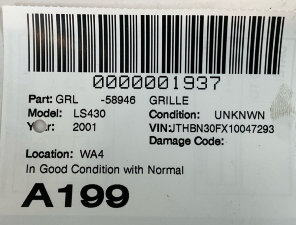 2001-2004 LEXUS LS430 Grille OEM 5311250090 - Image 2
