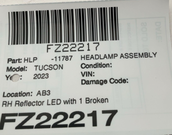 2020-2024 HYUNDAI TUCSON Headlamp Assembly Right Passenger Reflector LED OEM - Image 7