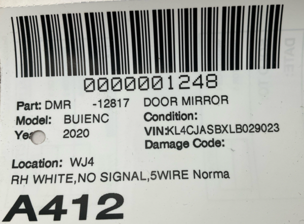 2017-2020 BUICK ENCORE Door Mirror Right Passenger Side OEM 5 Wire Count - Image 8