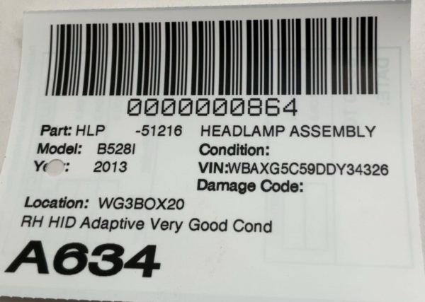 2011-2013 BMW 528I Headlamp Assembly Right Passenger Side Hid Adaptive OEM - Image 11