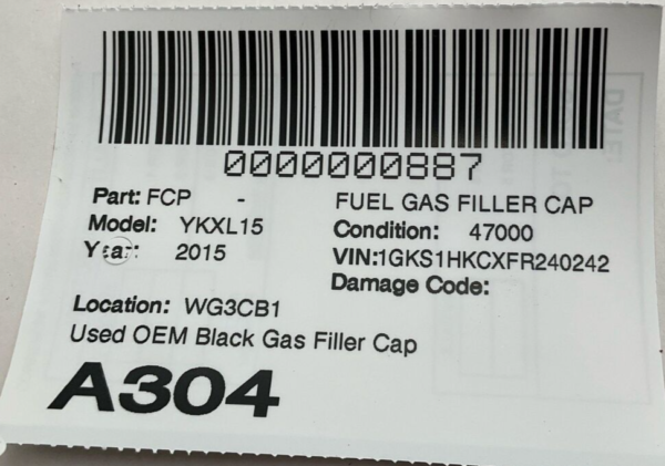 2015-2020 GMC YUKON XL 1500 Fuel Gas Filler Cap Used OEM Black - Image 4