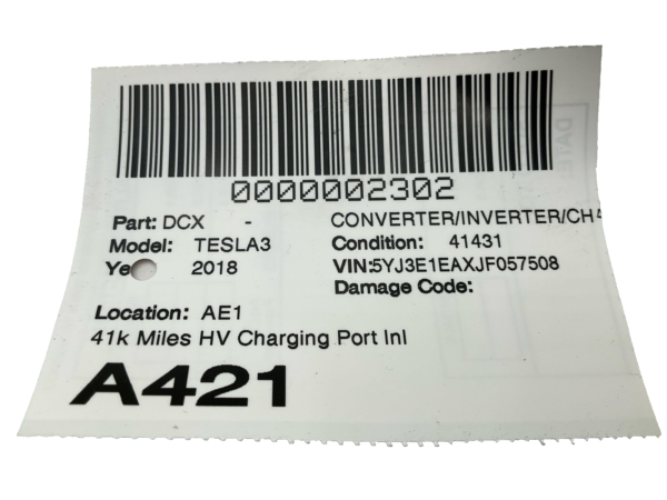 2015-2018 TESLA MODEL 3 HV Charging Port Inlet Socket Module 41k OEM 149037410E - Image 7