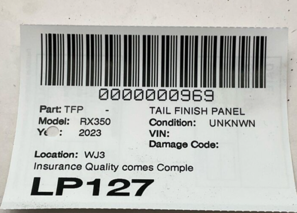 23 LEXUS RX350 Tail Finish Panel Insurance Quality OEM 81580-0E260 - Image 2