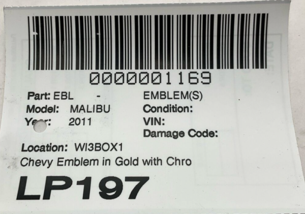 Chevy Emblem In Gold With Chrome Border 1 Broken Guide On Back OEM - Image 3