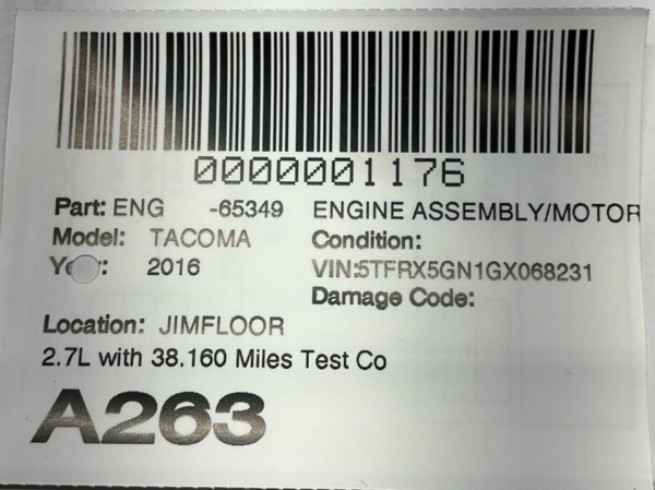 2016-2023 TOYOTA TACOMA Engine Assembly Motor 2.7L With 38.160 Miles Tested OEM - Image 16