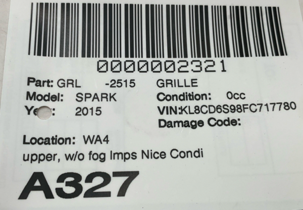 2013-2015 CHEVY SPARK Grille Upper OEM - Image 8