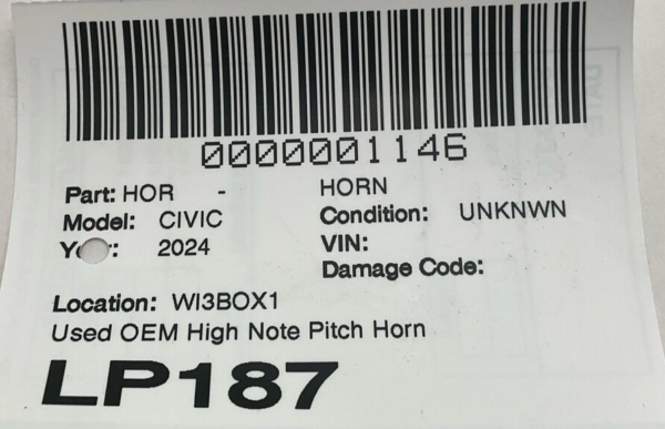 2022-2024 HONDA CIVIC Horn Used Oem High Note Pitch Horn Hm2731000780 - Image 3