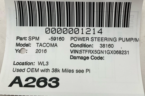 2010-2022 TOYOTA TACOMA Power Steering Pump Motor OEM 4431004140 with 38k Miles - Image 5