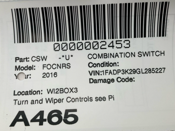 2015-2018 FORD FOCUS Combination Switch Turn And Wiper Controls OEM - Image 6