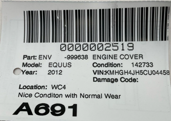 2012-2016 HYUNDAI EQUUS Engine Cover OEM - Image 4