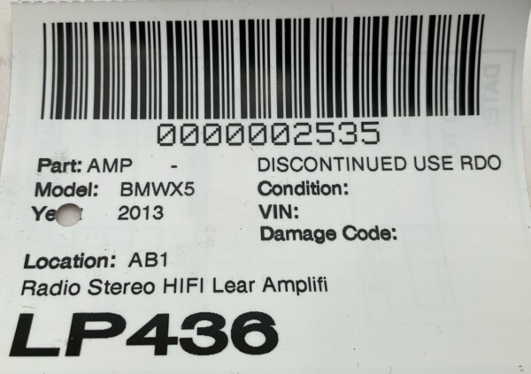 2008-2013 BMW X5 Radio Stereo Hifi Lear Amplifier OEM 9166075 - Image 6