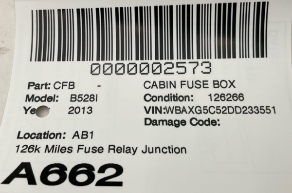 2011-2013 BMW 528I Cabin Fuse Box Fuse Relay Junction Box Power Distribution OEM - Image 6