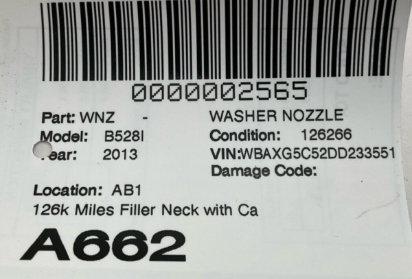2011-2016 BMW 528I Washer Nozzle Filler Neck With Cap ForWasher Bottle Reservoir - Image 5
