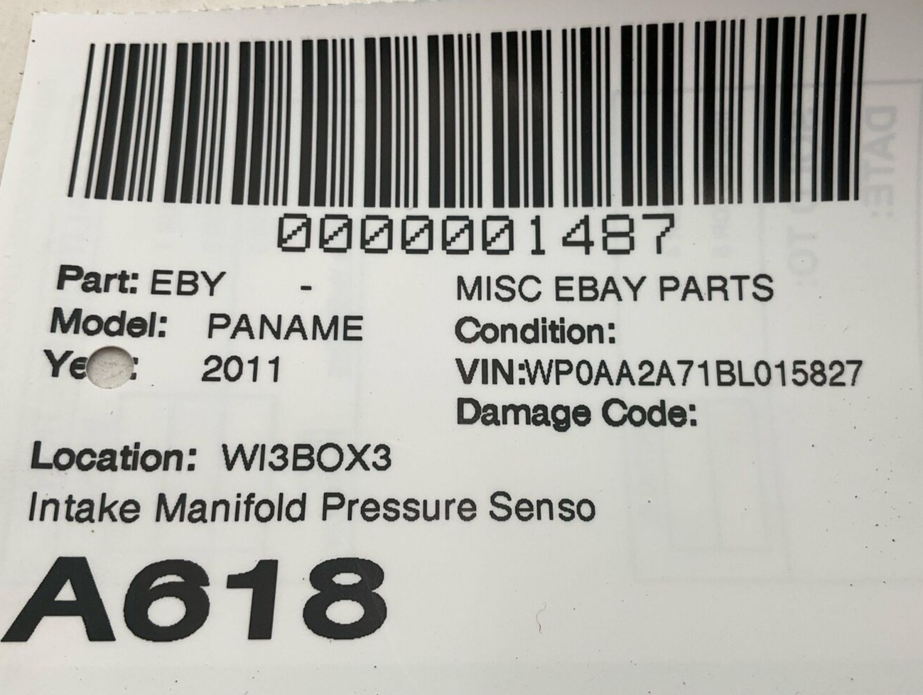 2011-2015 PORSCHE PANAMERA Intake Manifold Pressure Sensor - Image 6