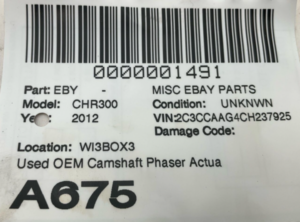 2012-2014 CHRYSLER 300 Camshaft Phaser Actuator Vvt Solenoid Match Id 05184101AG - Image 2