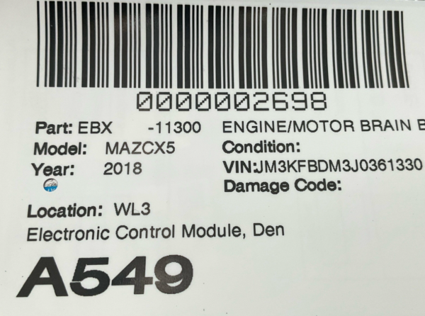 2017-2018 MAZDA CX5 Engine Motor Brain Box Electronic Control Module 78k Miles - Image 4