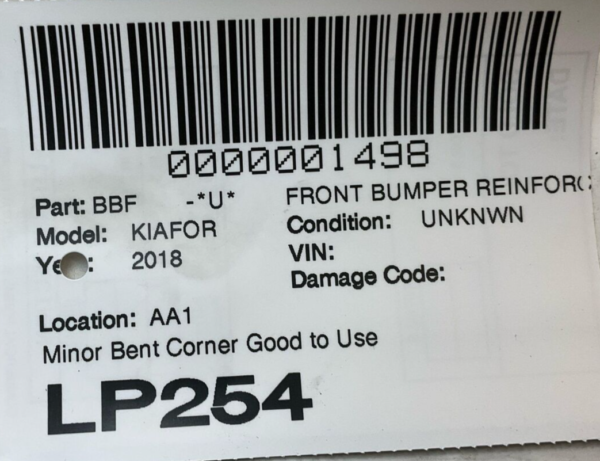 2011-2018 KIA FORTE Front Bumper Reinforcement Used OEM - Image 9