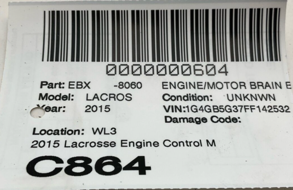 2013-2016 BUICK LACROSSE Engine Motor Brain Box Control Module OEM E39a 12654752 - Image 4