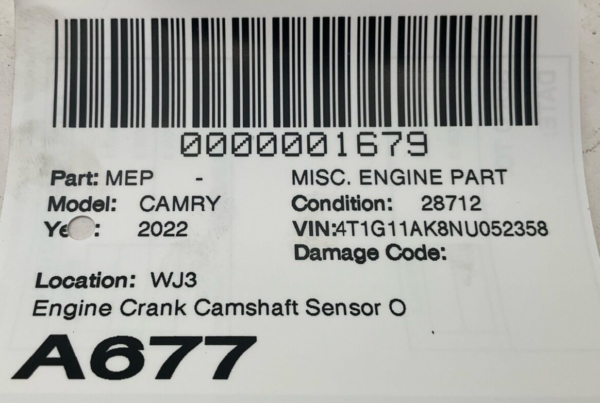 2018-2024 TOYOTA CAMRY Engine Crank Camshaft Sensor OEM - Image 2