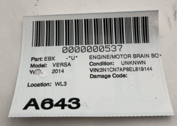 2014-2016 NISSAN VERSA Engine Motor Brain Box Module OEM BEM 332-300A23527A - Image 2