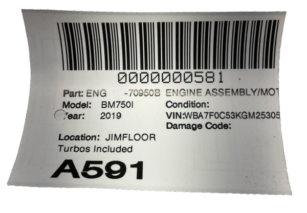 2016-2019 BMW 750i 4.4 Turbo RWD Engine Assembly Motor Twin Turbos Included 84k - Image 2