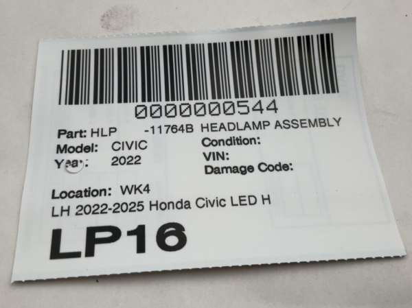 2022-2025 Honda Civic LED Headlight Assembly Left Driver Side Chrome OEM - Image 2