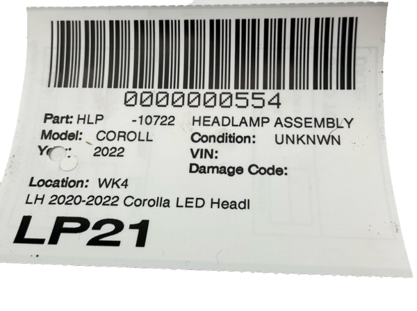 2020-2022 Corolla LED Headlight Assembly Right Passenger Side OEM 81110-12l00 - Image 10