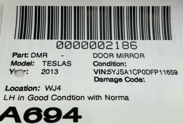 2012-2018 TESLA S Door Mirror Left Driver Side OEM - Image 6